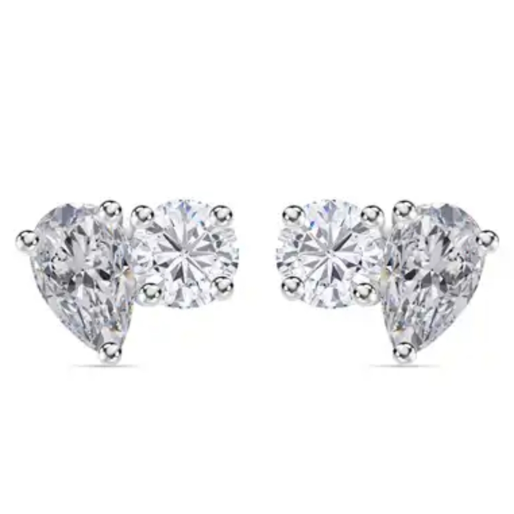 NWT💎MOISSANITE TOI ET MOI MOISSANITE EARRINGS IN PLATINUM OVER STERLING SILVER